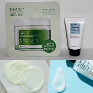 Korean Skincare Favorites Travel Size Green Tea Peeling Cosrx Moisturizer